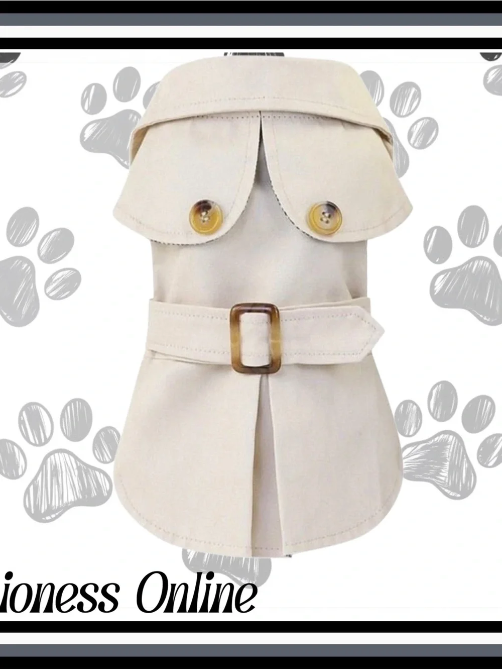 Beige Dog Trench Coat - Stylish Pet Raincoat S/M
